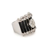WHITE GOLD, DIAMOND AND BLACK ENAMEL RING