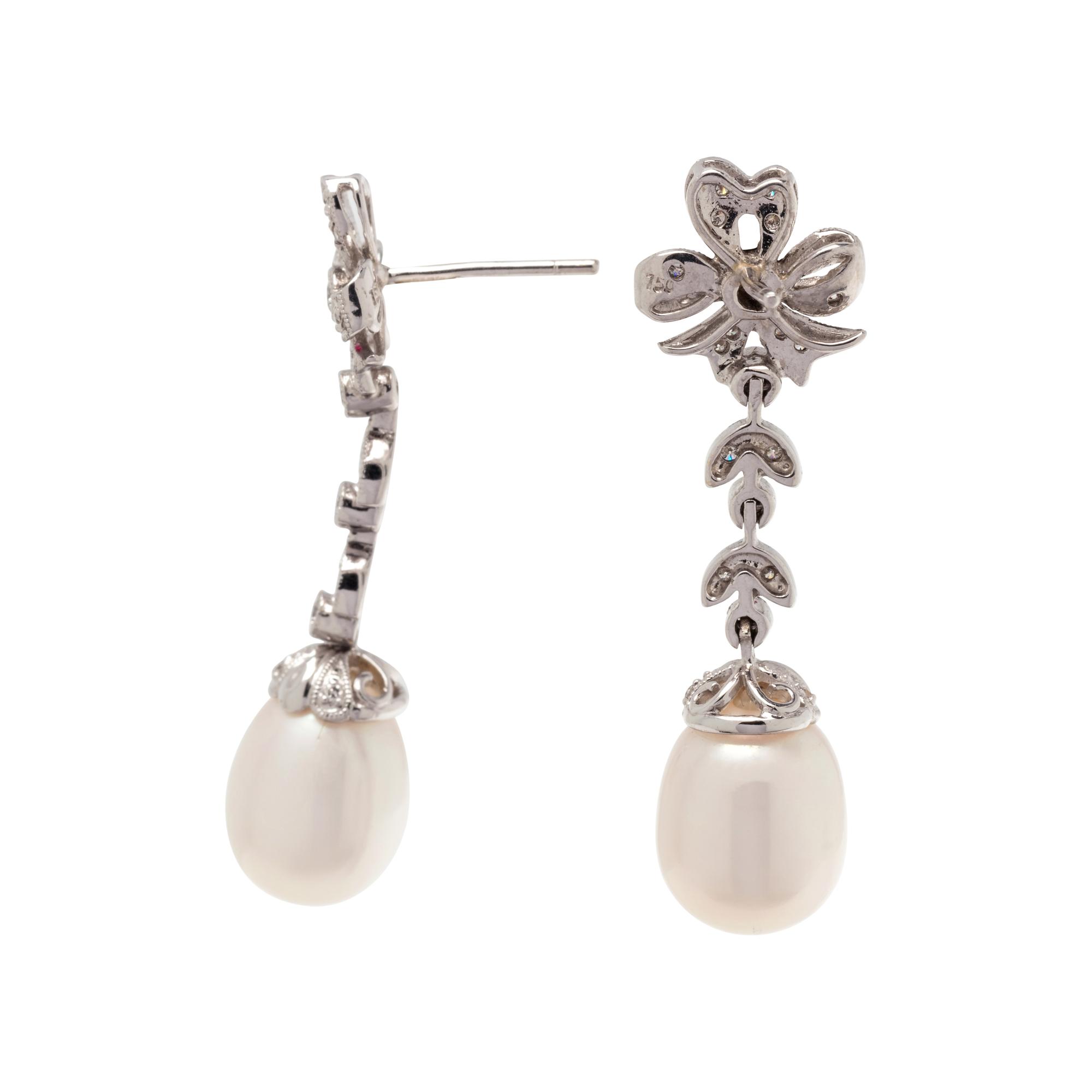 DIAMOND AND CULTURED PEARL EARRINGS