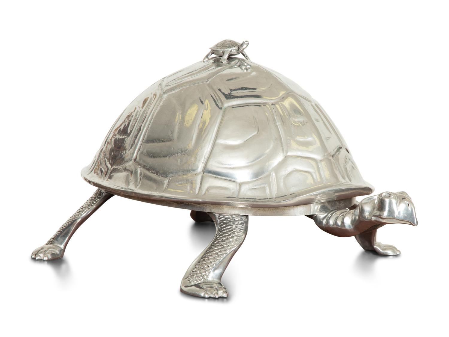 A Monumental Arthur Court Silver Aluminum Turtle Meat Dome