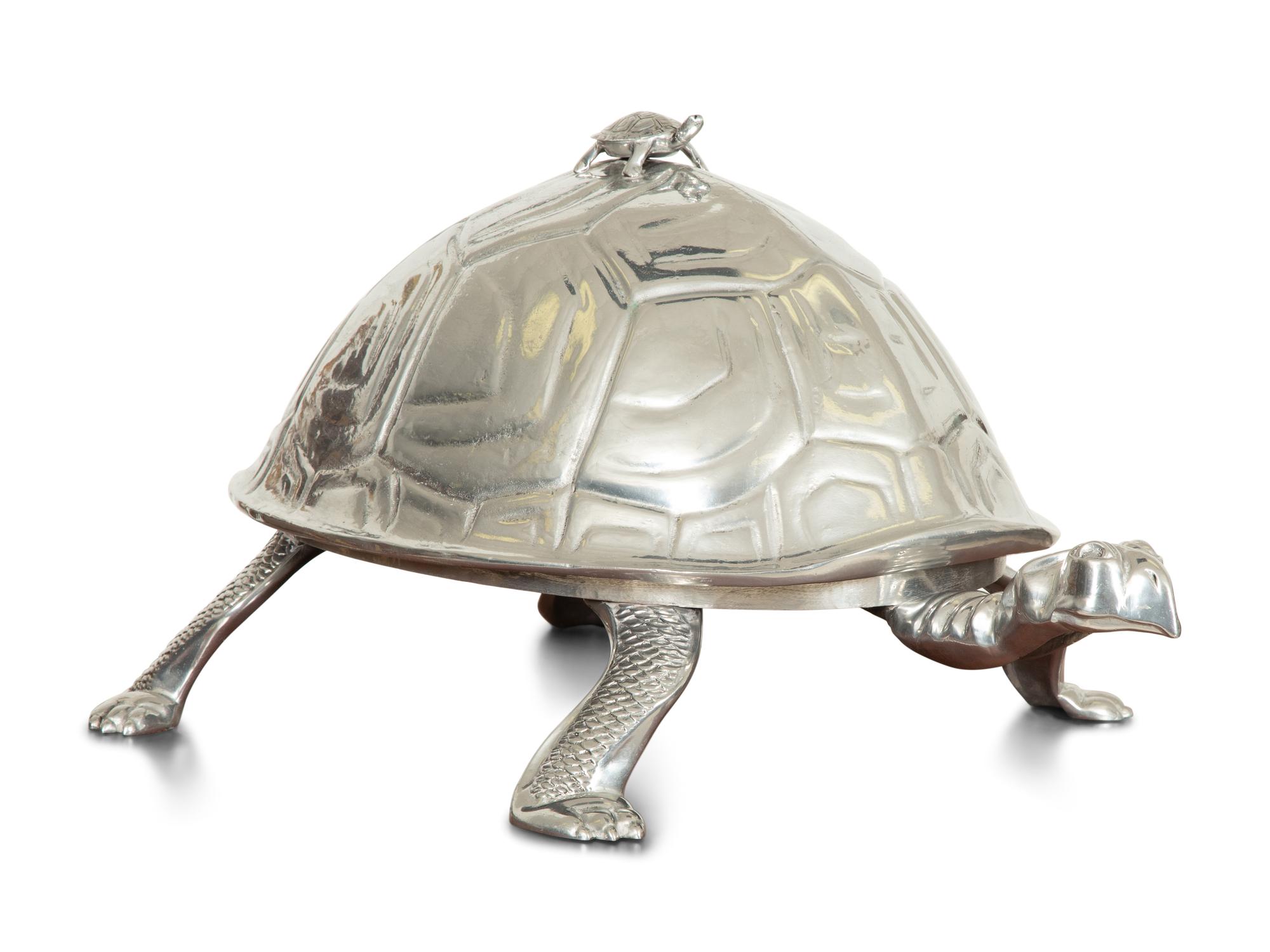 A Monumental Arthur Court Silver Aluminum Turtle Meat Dome