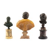 Three Grand Tour Bronze Busts with Marble Bases