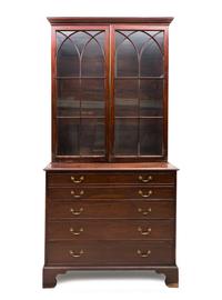 A Late George III Mahogany Bureau Bookcase