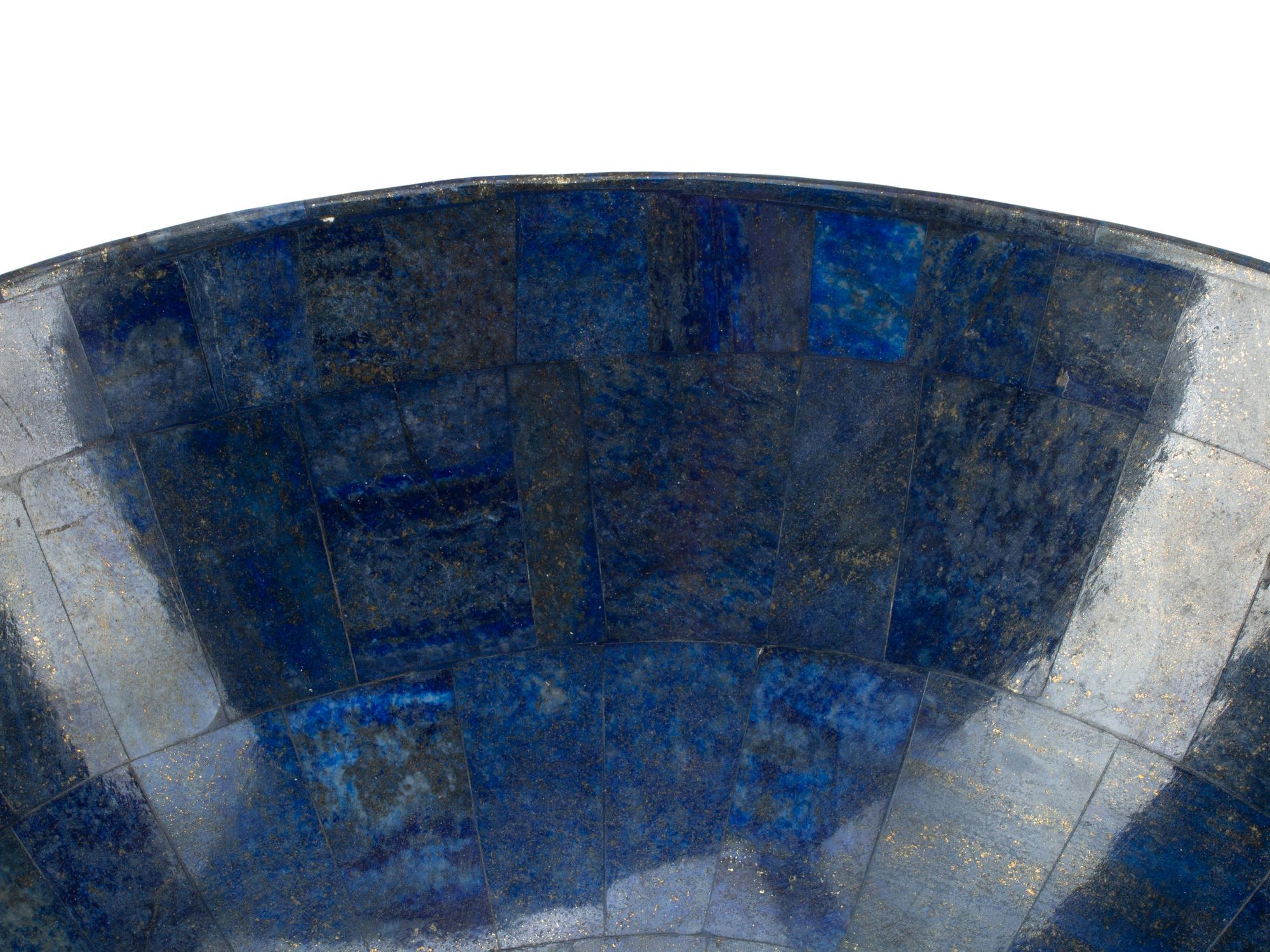 A Pair of Lapis Lazuli Bowls on Jeweled Filigree Bases
