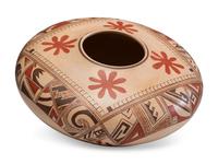 Polychrome Pottery Jar, with Flowers