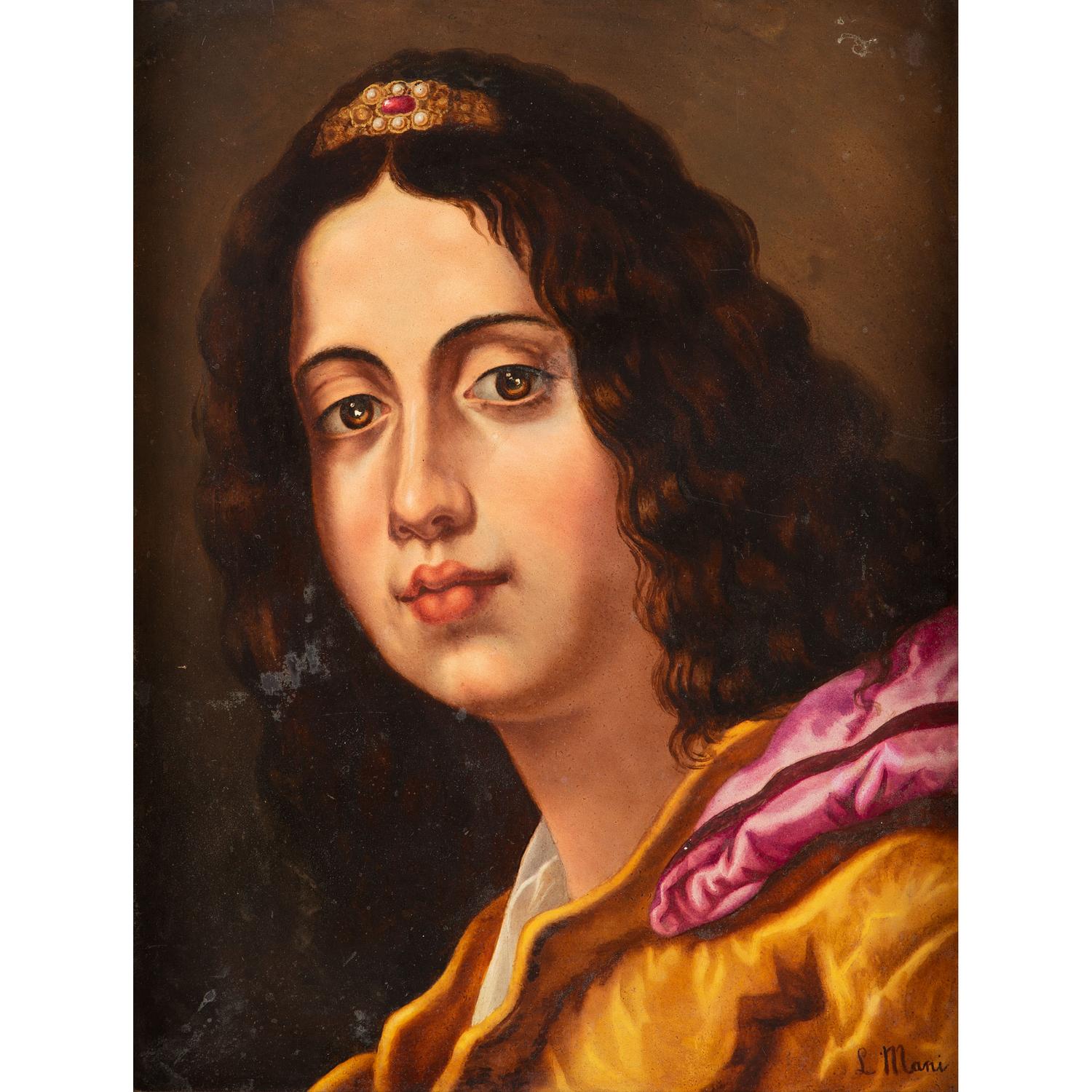 A Continental Porcelain Portrait Plaque