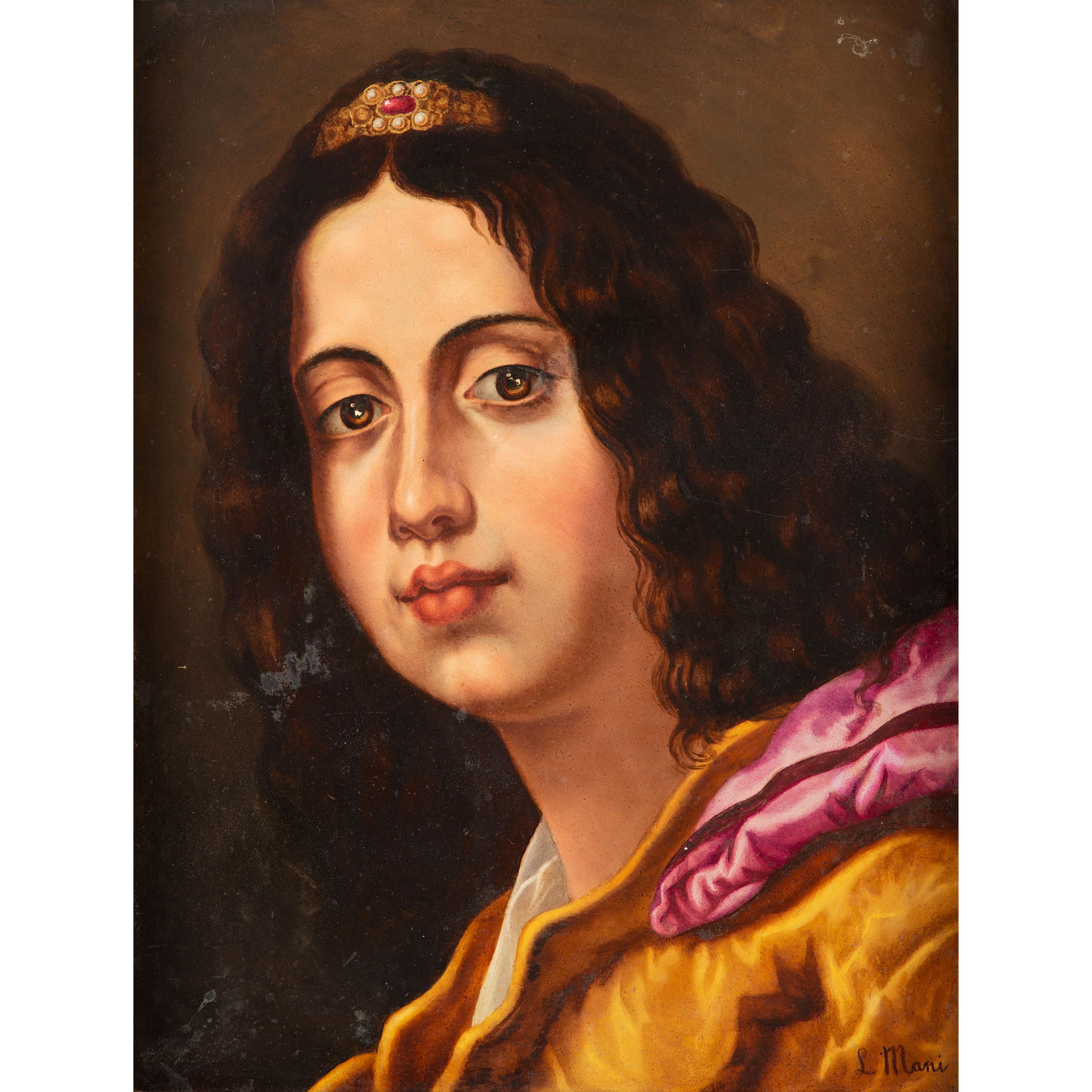 A Continental Porcelain Portrait Plaque
