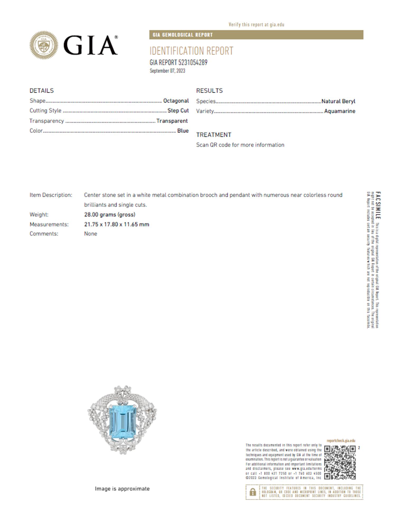 AQUAMARINE AND DIAMOND BROOCH
