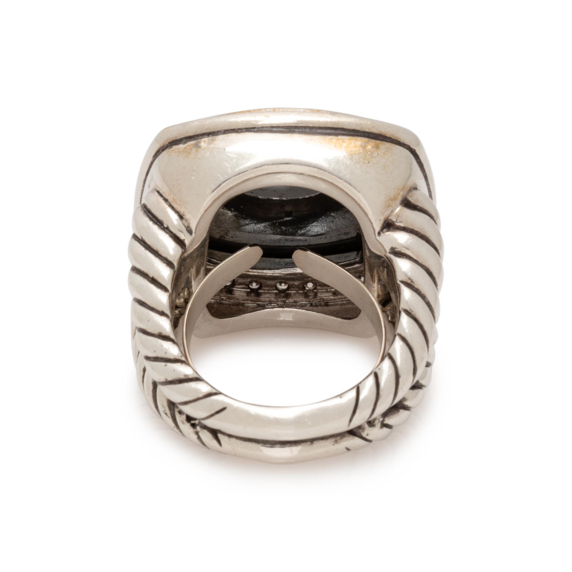DAVID YURMAN, HEMATITE AND DIAMOND 'ALBION' RING