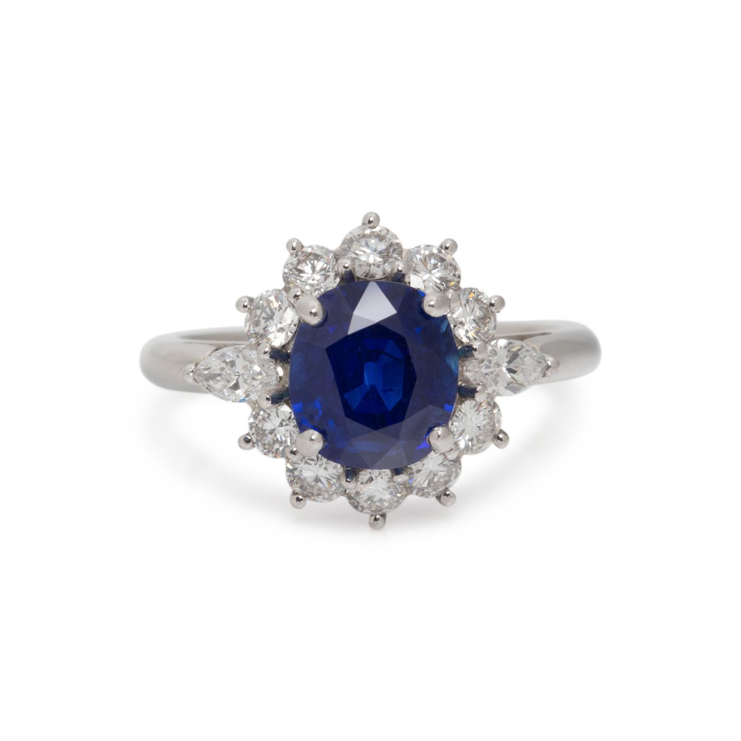 UNHEATED KASHMIR SAPPHIRE AND DIAMOND RING