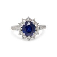 UNHEATED KASHMIR SAPPHIRE AND DIAMOND RING