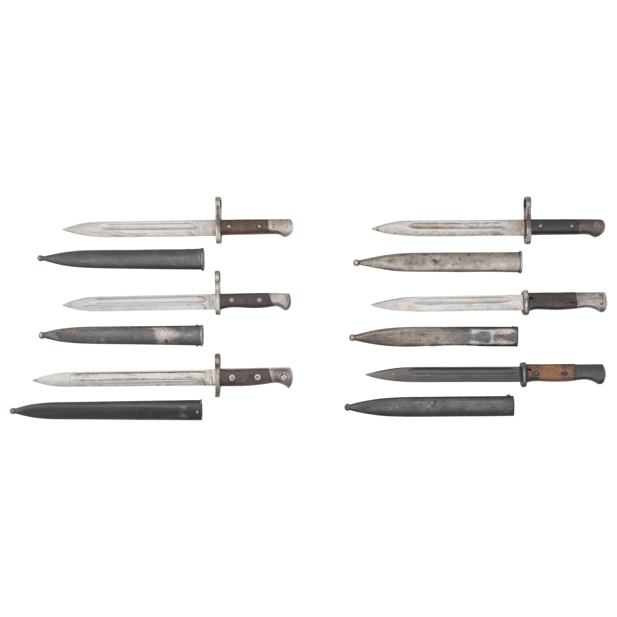 Lot of Four Chilean and Two German Model 98 Mauser Bayonets