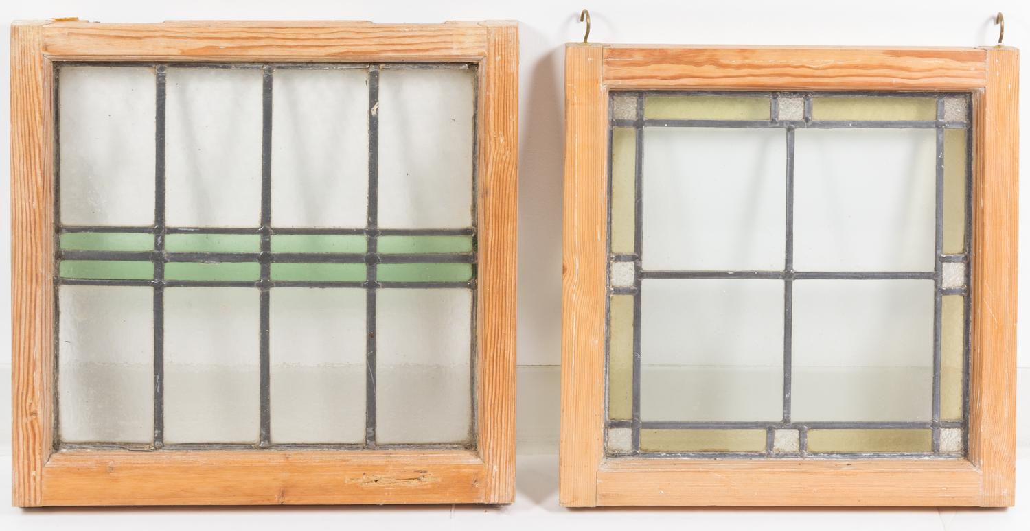 Three Arts and Crafts Leaded Glass Windows Length of longest 27 1/4 inches.