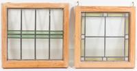 Three Arts and Crafts Leaded Glass Windows Length of longest 27 1/4 inches.