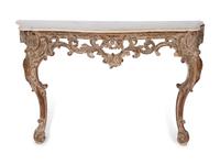 A Louis XV Cerused Oak Console with Marble Top