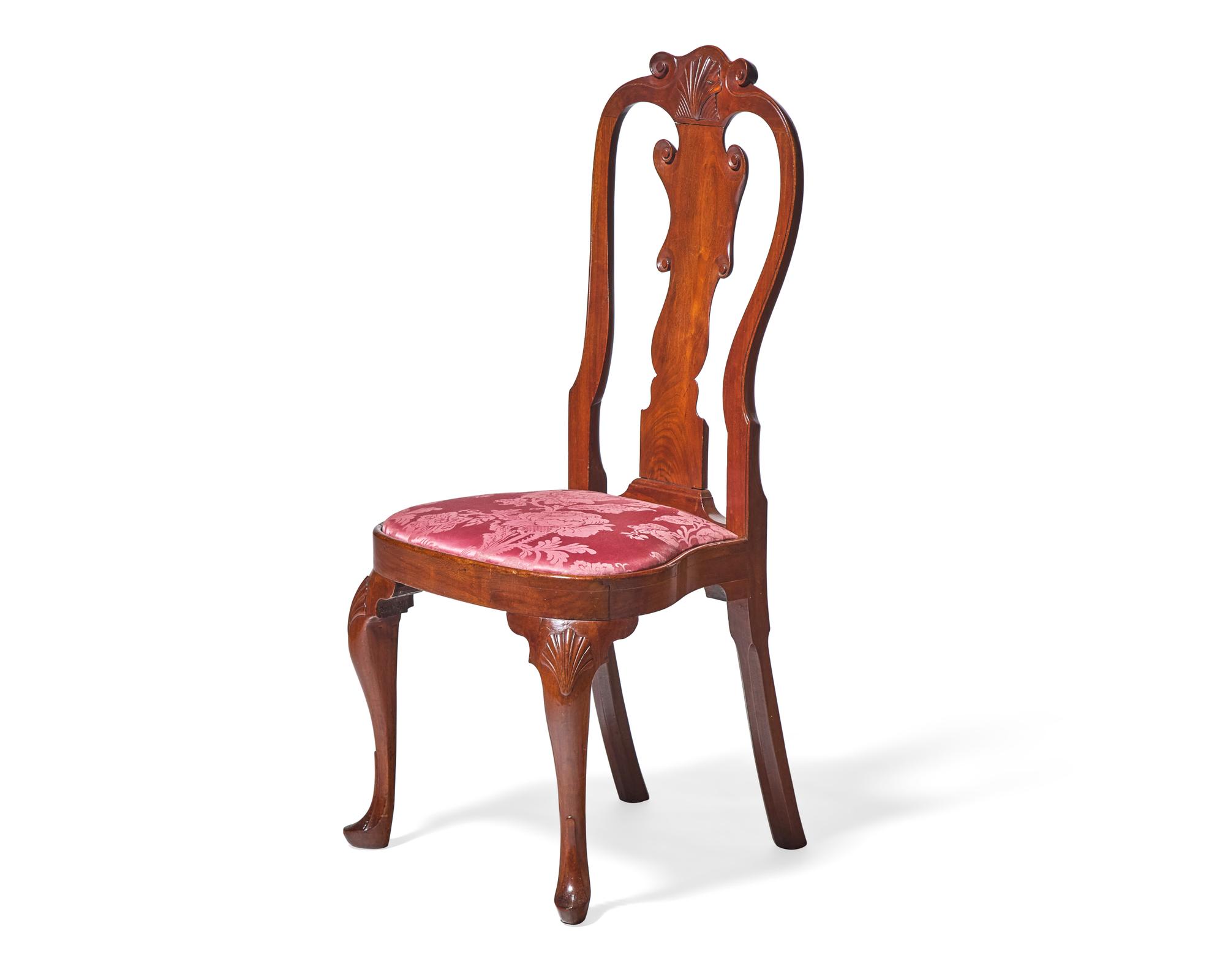 A Queen Anne Carved Walnut Compass-Seat Side Chair