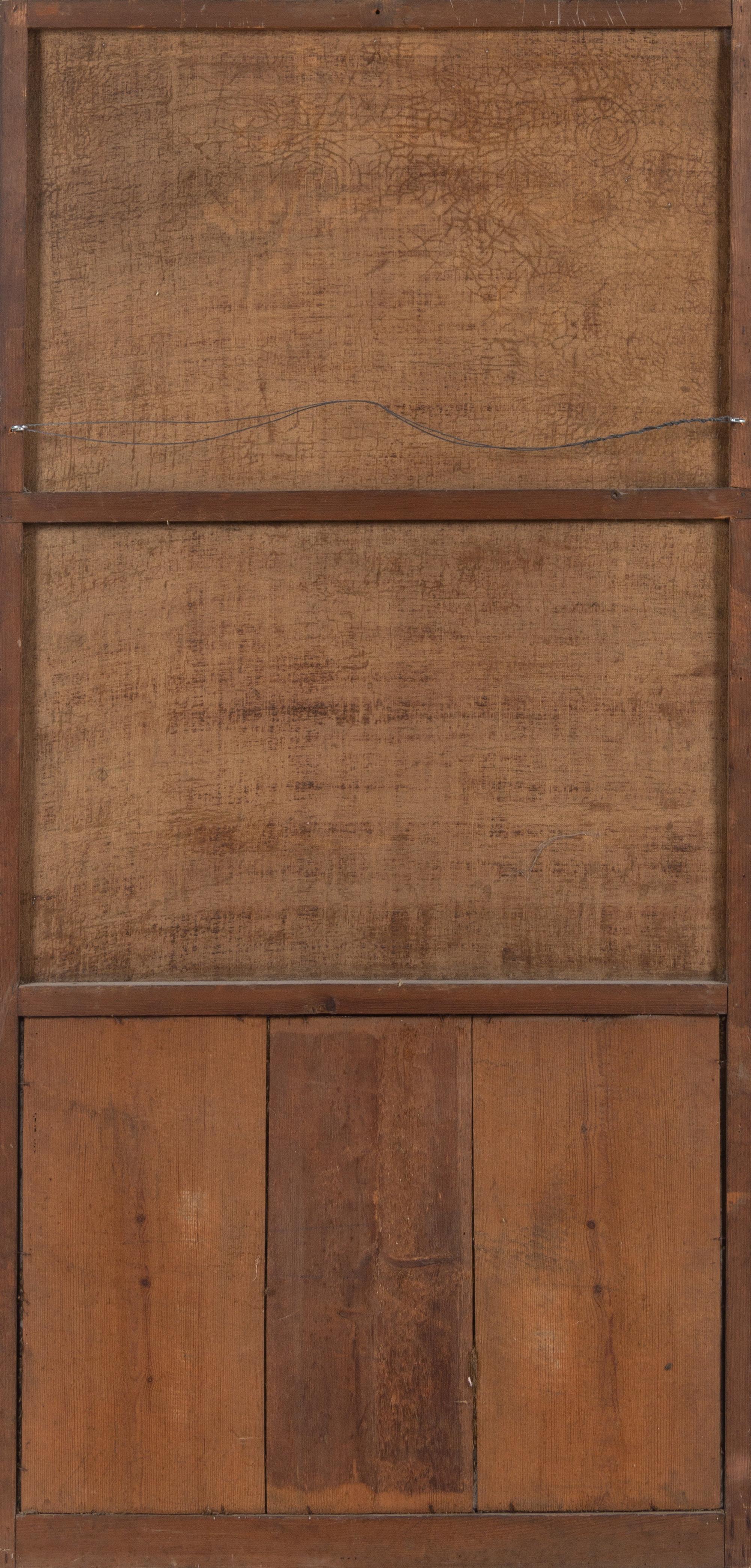 A Louis XVI Grey-Painted Trumeau Mirror