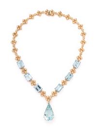 YELLOW GOLD AND AQUAMARINE PENDANT/NECKLACE