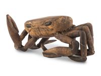A Carved and Articulated Wood Crab Figure