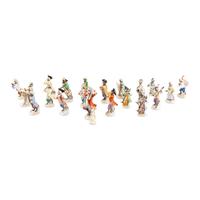 A Meissen Porcelain Twenty-Piece Monkey Orchestra