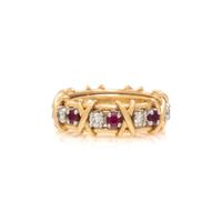 TIFFANY & CO., SCHLUMBERGER, DIAMOND AND RUBY 'SIXTEEN STONE' BAND