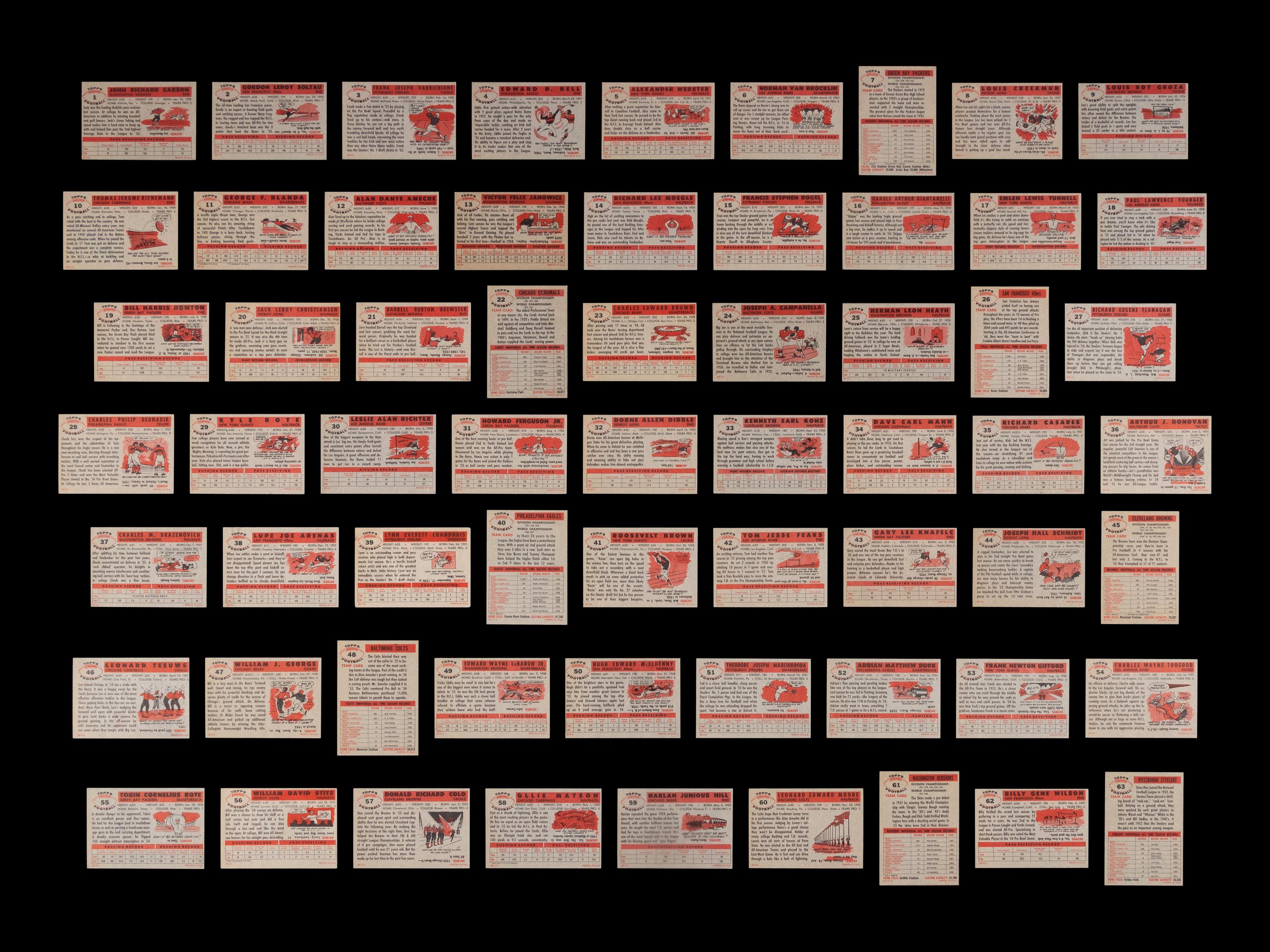 A Complete Set of 1956 Topps Football Cards (120/120)