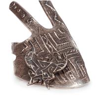 Tufa Cast Silver Hand-Shaped Cuff Bracelet, with Serpentine Cabochon
