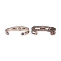 Fred Harvey Era Silver and Turquoise Cuff Bracelets, with Canine Motif