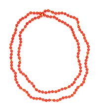 YELLOW GOLD AND CORAL BEAD NECKLACE