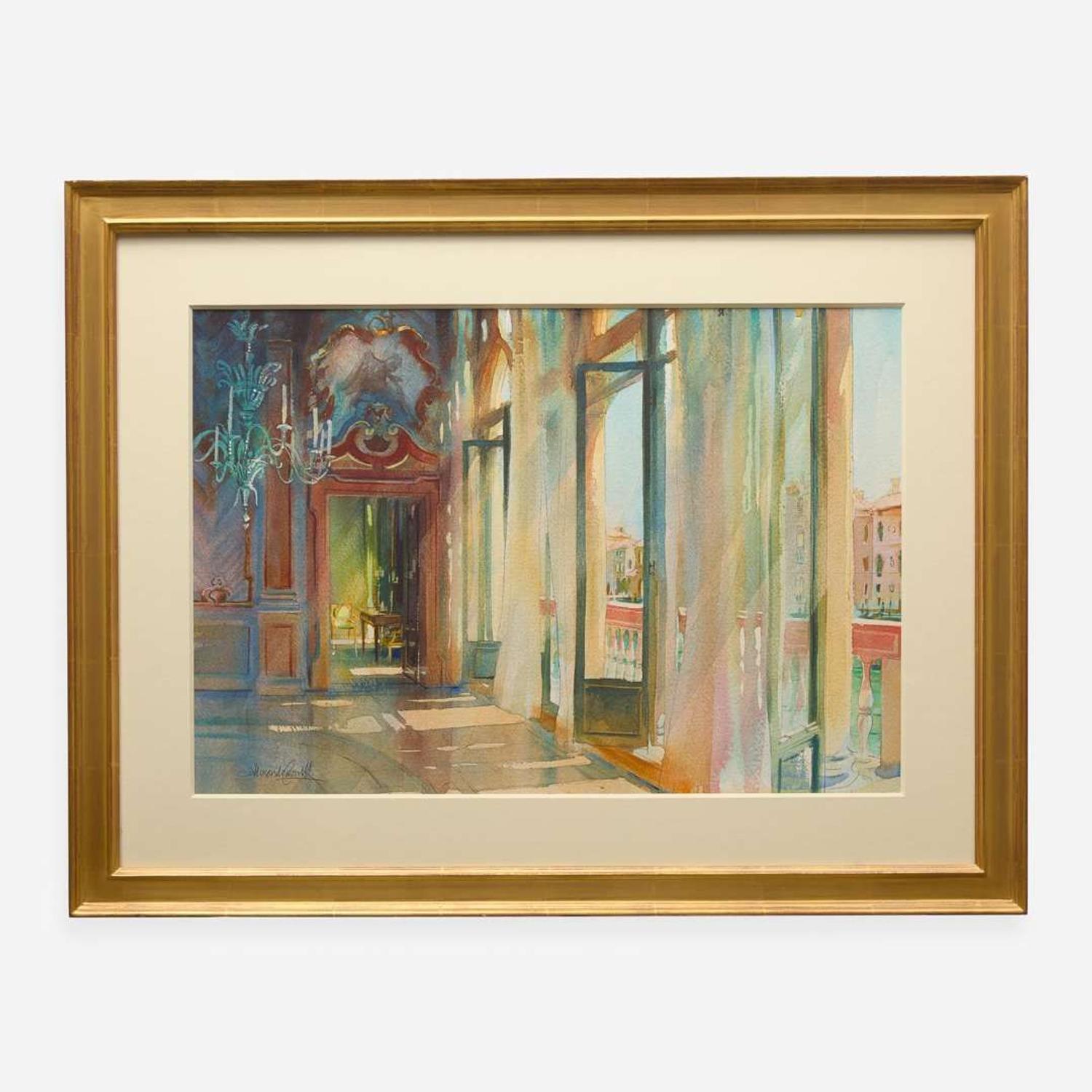 Alexander Creswell (American, b. 1957) / American School (20th Century) Portego in Palazzo Pisani Moretta, Venice, Italy / Beach at Dusk