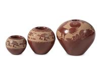 Miniature Sgraffito Pottery Jars