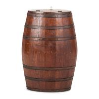 A Large Stenciled and Grain Painted Wood Flour Barrel