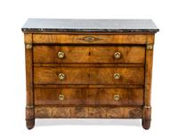 A Directoire Gilt Metal Mounted Walnut Commode, LATE 18TH CENTURY, Height 37 x width 46 1/4 x depth 23 inches. — LATE 18TH CENTURY,