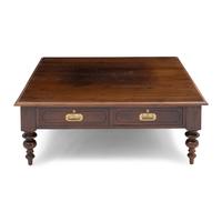 A Campaign Style Wood and Brass Mounted Low Table