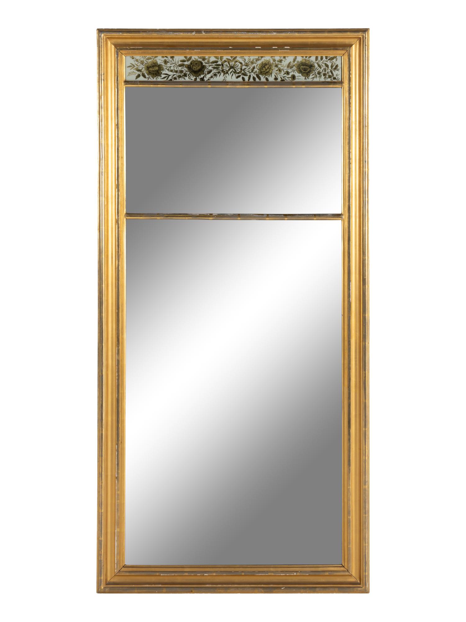 An English Giltwood and Églomisé Panel-Inset Pier Mirror