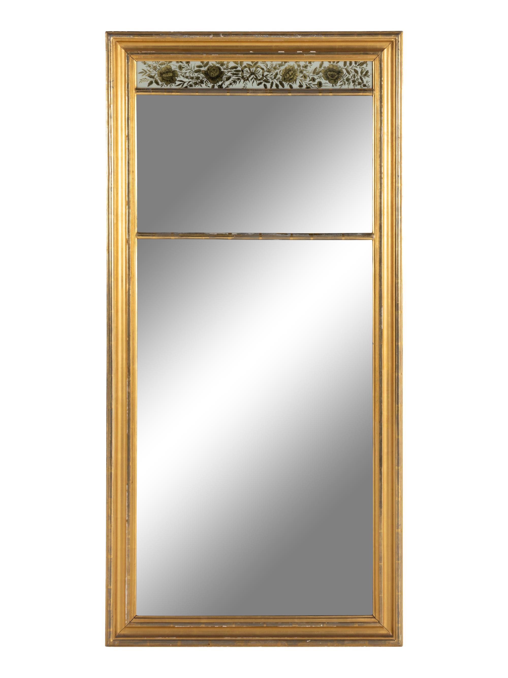 An English Giltwood and Églomisé Panel-Inset Pier Mirror