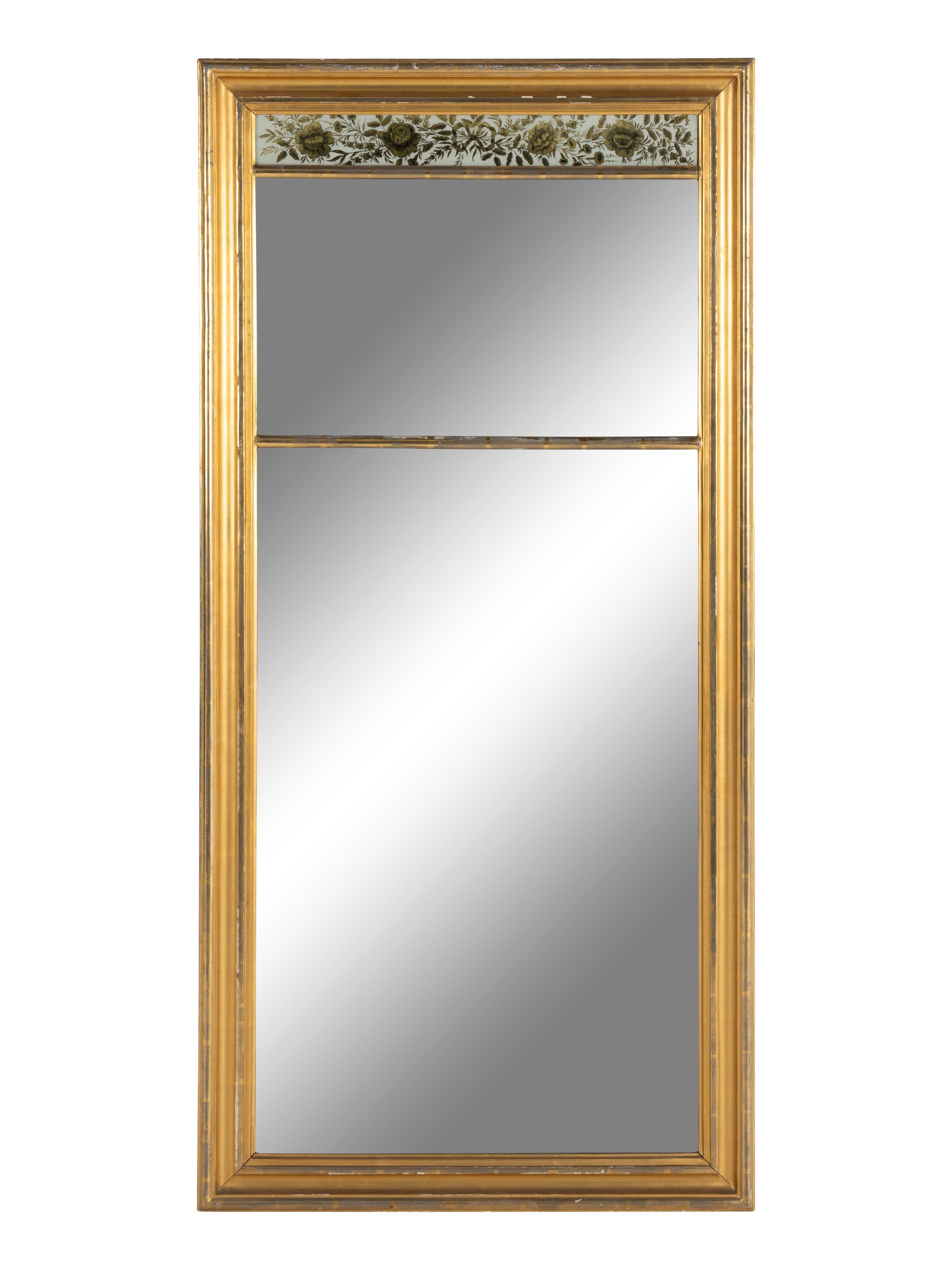 An English Giltwood and Églomisé Panel-Inset Pier Mirror