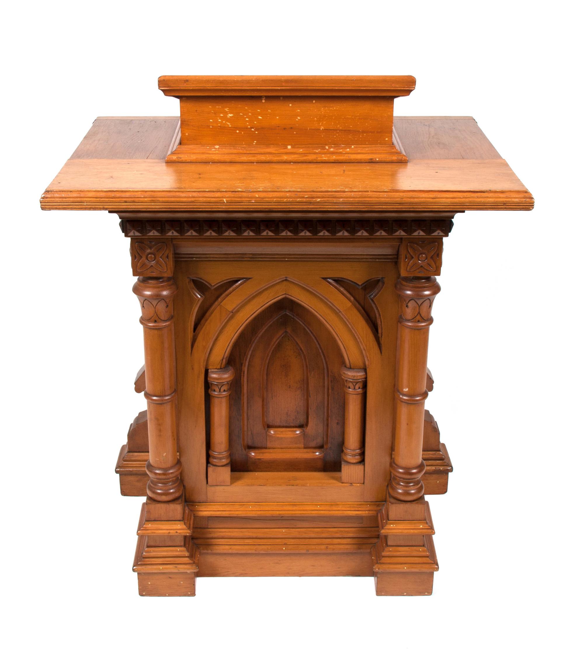 A Gothic Revival Oak Lectern Height 49 x width 33 x depth 23 inches.
