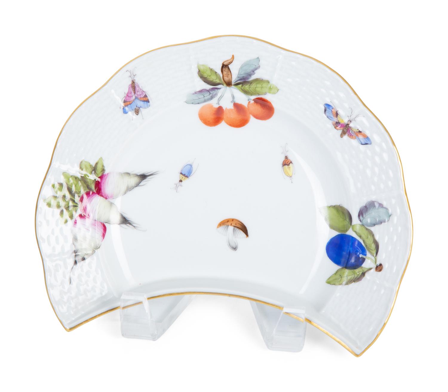 Twelve Herend Porcelain Market Garden Crescent Salad Plates — 20TH CENTURY
