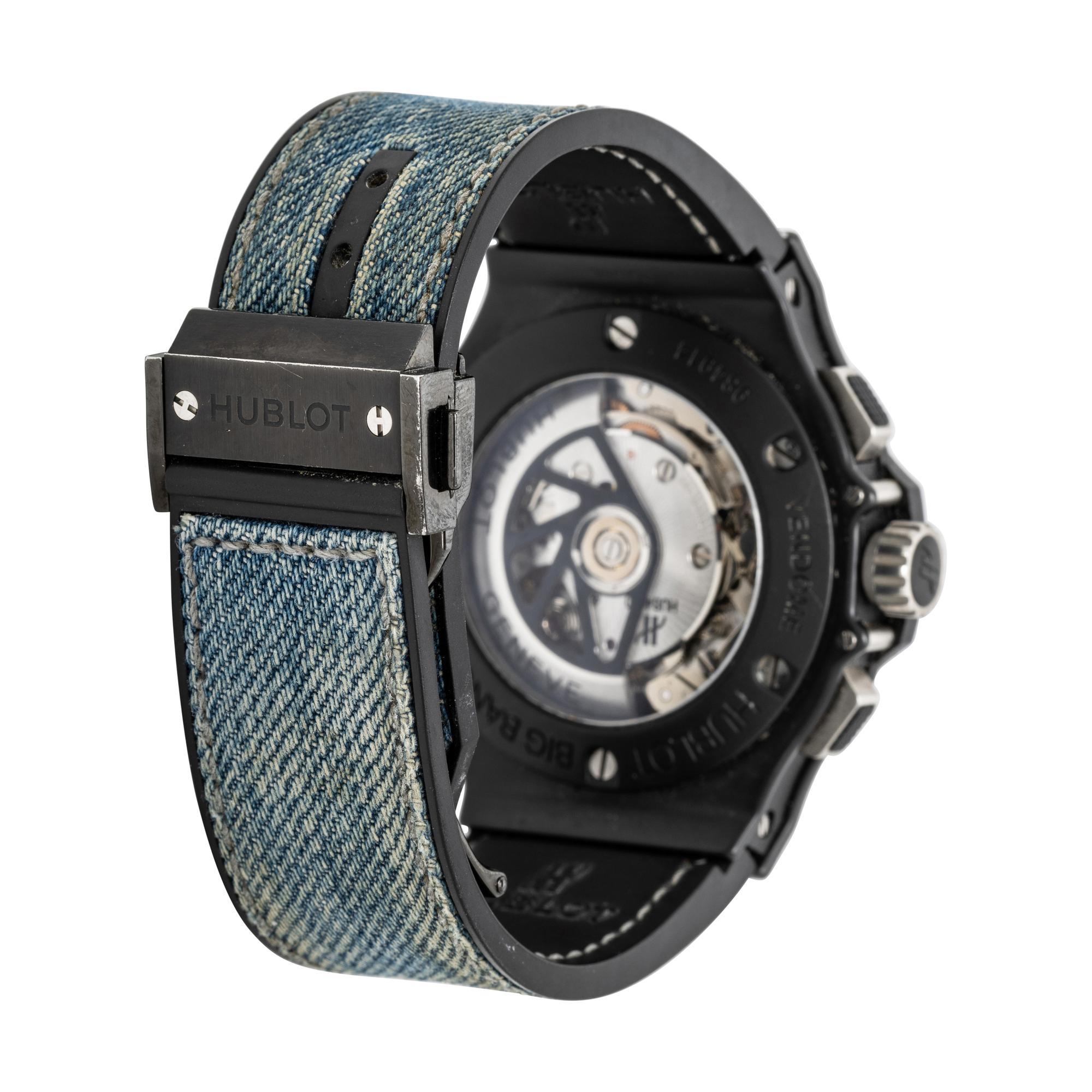 HUBLOT, 'BIG BANG VENDOME' CHRONOGRAPH WATCH WITH DATE AND DENIM STRAP