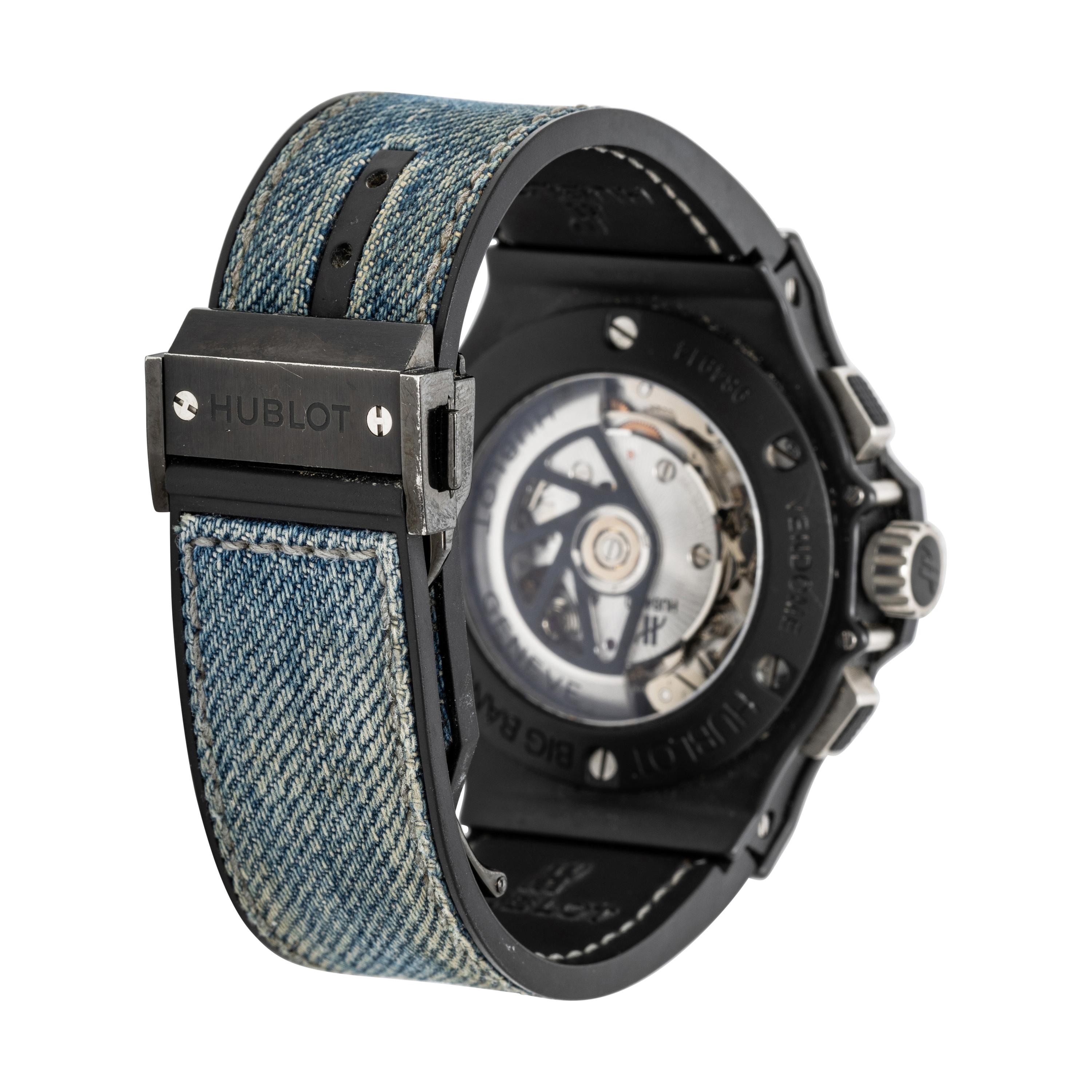 HUBLOT, 'BIG BANG VENDOME' CHRONOGRAPH WATCH WITH DATE AND DENIM STRAP