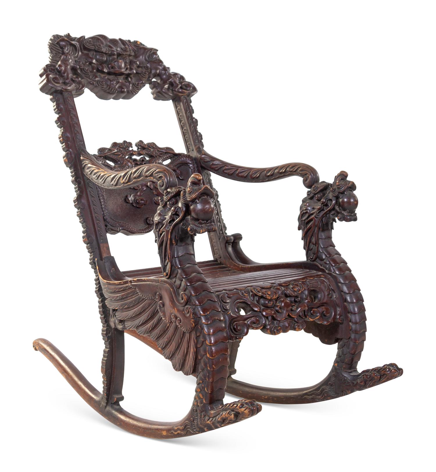 Two Chinese and Japanese Export Carved Hardwood Armchairs