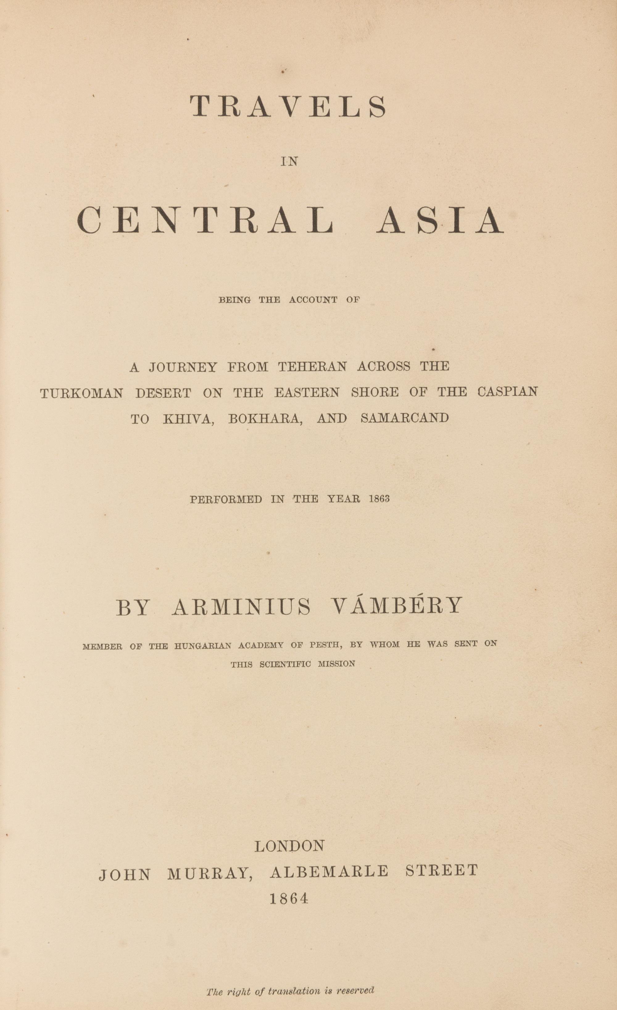 [CENTRAL ASIA]. A group of works about Central Asia. Together, 4 works in 5 volumes.