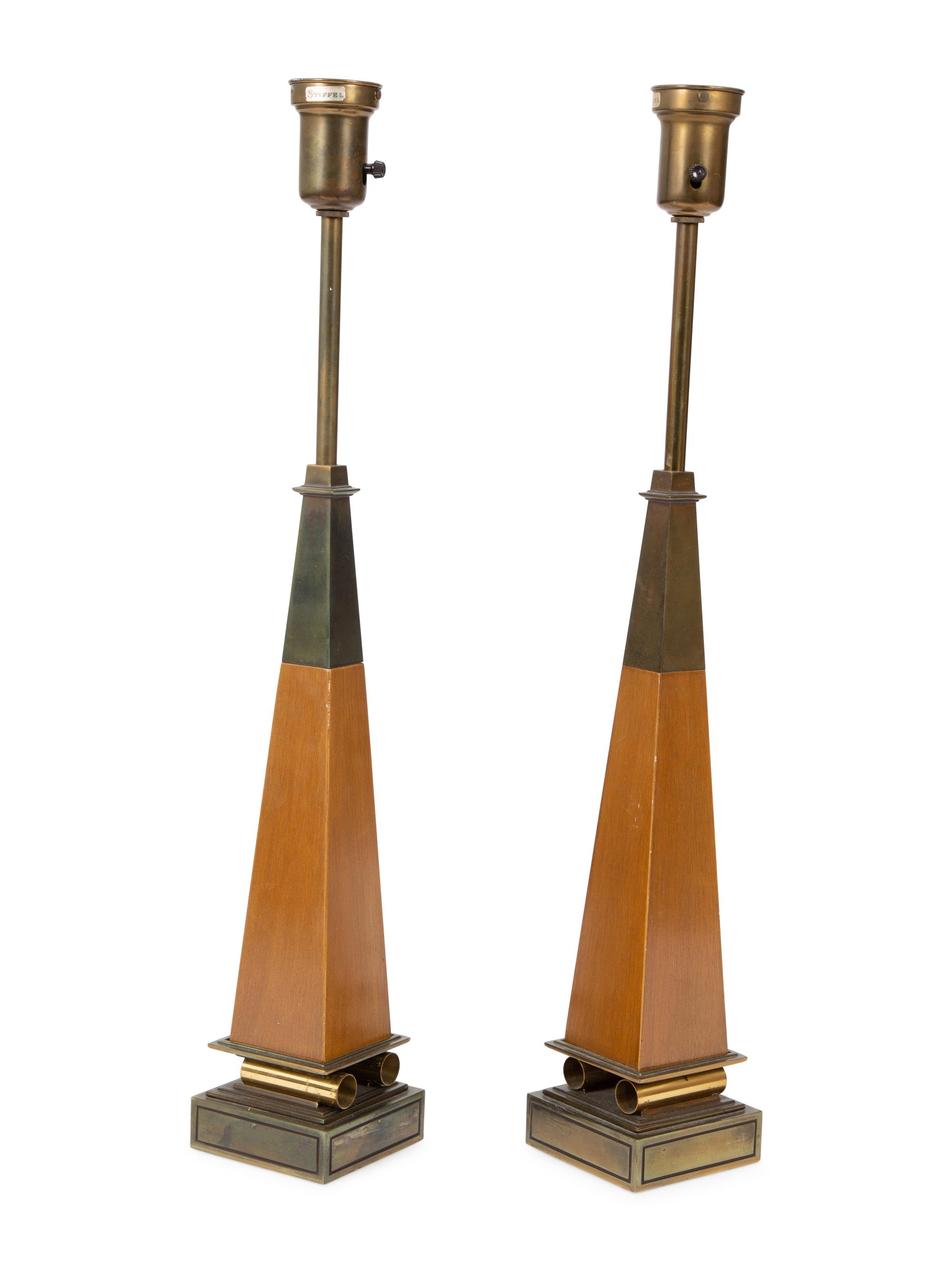 A Pair of Tommi Parzinger for Stiffel Obelisk-Form Table Lamps