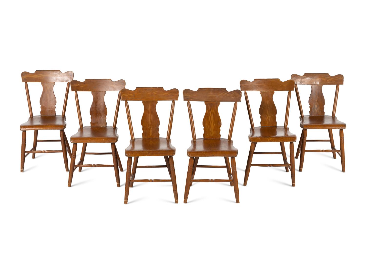 A Set of Six Classical Grain Painted Wood Side Chairs