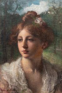 Portrait of Young Woman with White Lace Collar