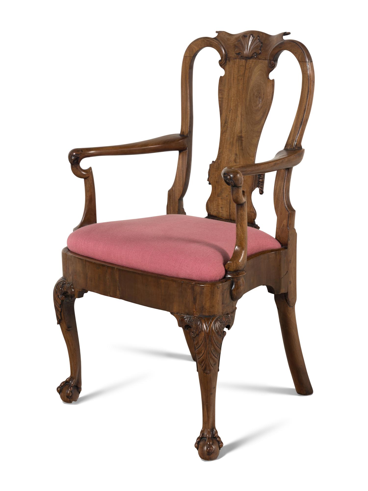 Four Queen Anne Shell Carved Mahogany Chairs