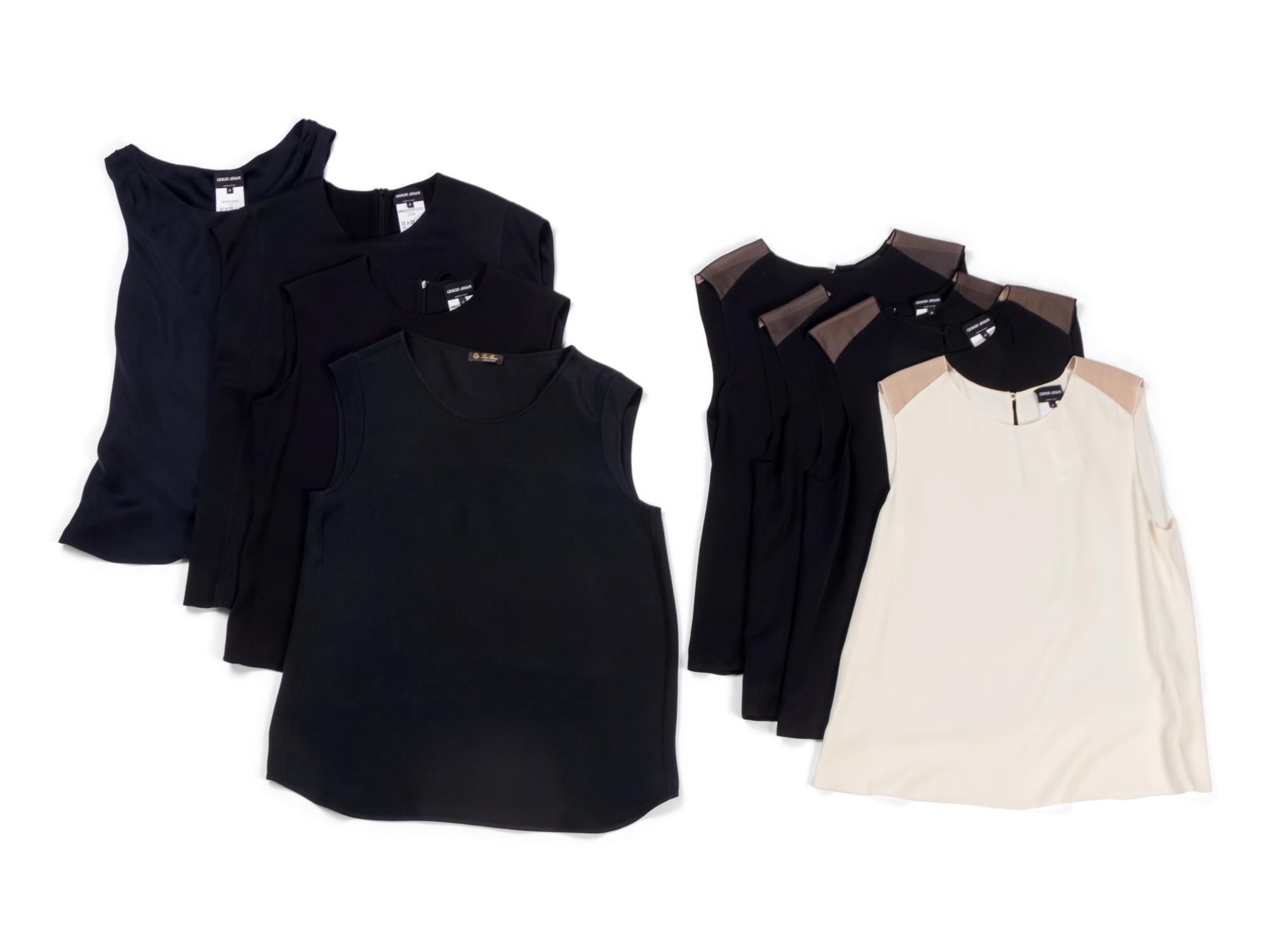 Eight Designer Sleeveless Tops: One Loro Piana and Seven Giorgio Armani