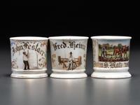 Three Porcelain Occupational Shaving Mugs