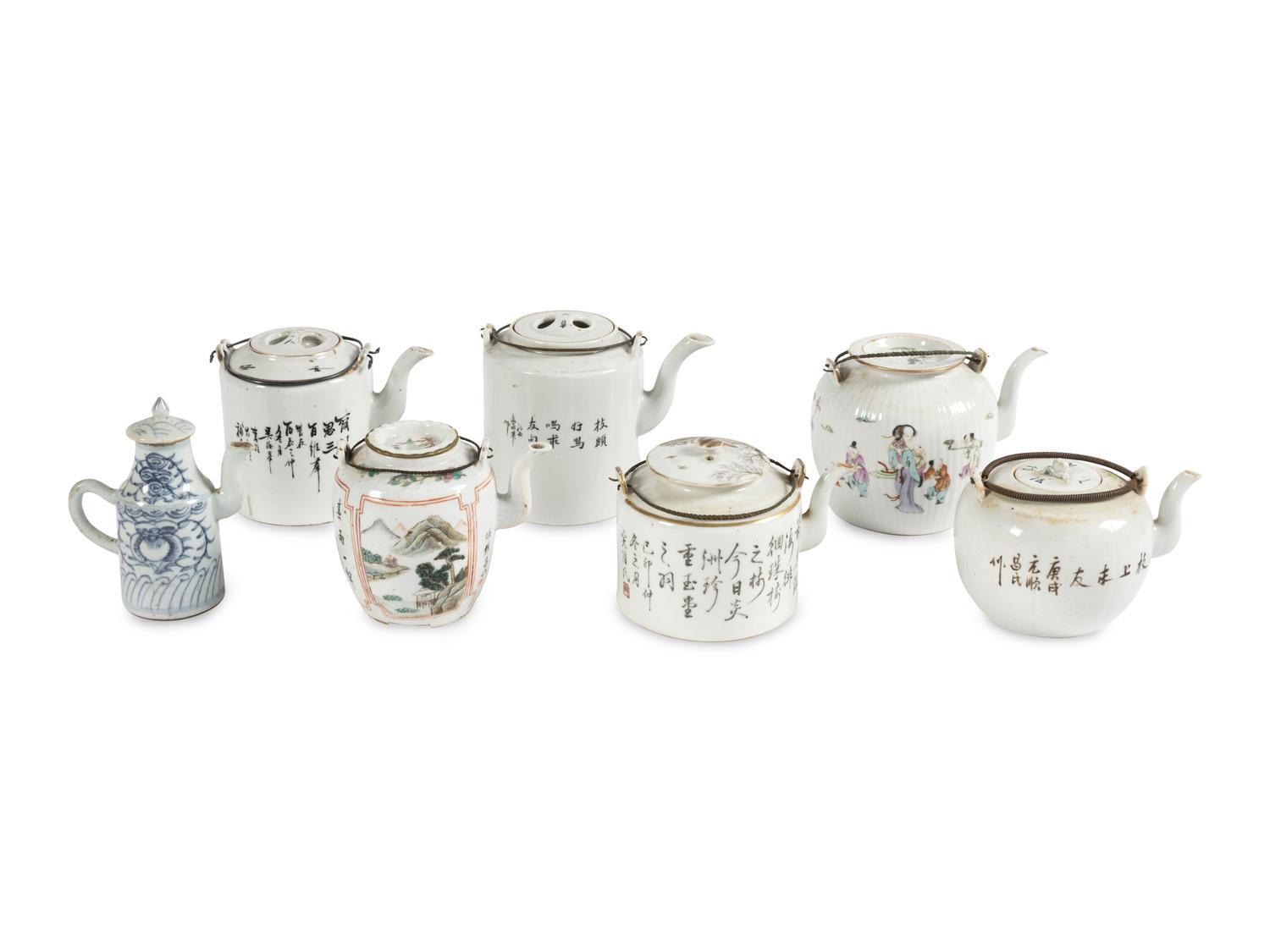 Seven Porcelain Teapots