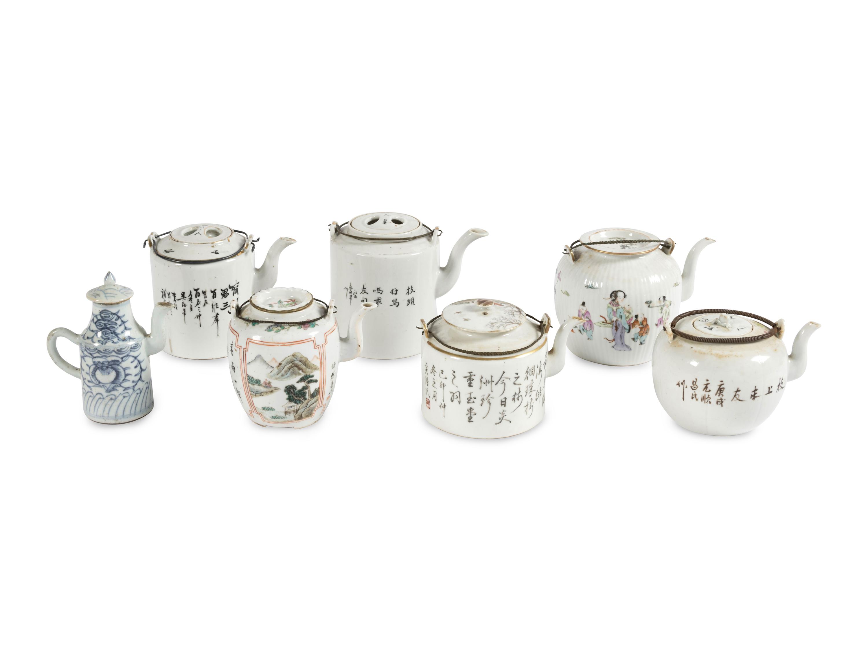 Seven Porcelain Teapots